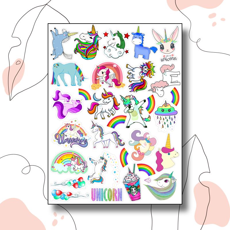 HP Unique & Cute Unicorn Tumbler, Laptop, Phone Case, Notebook Stickers
