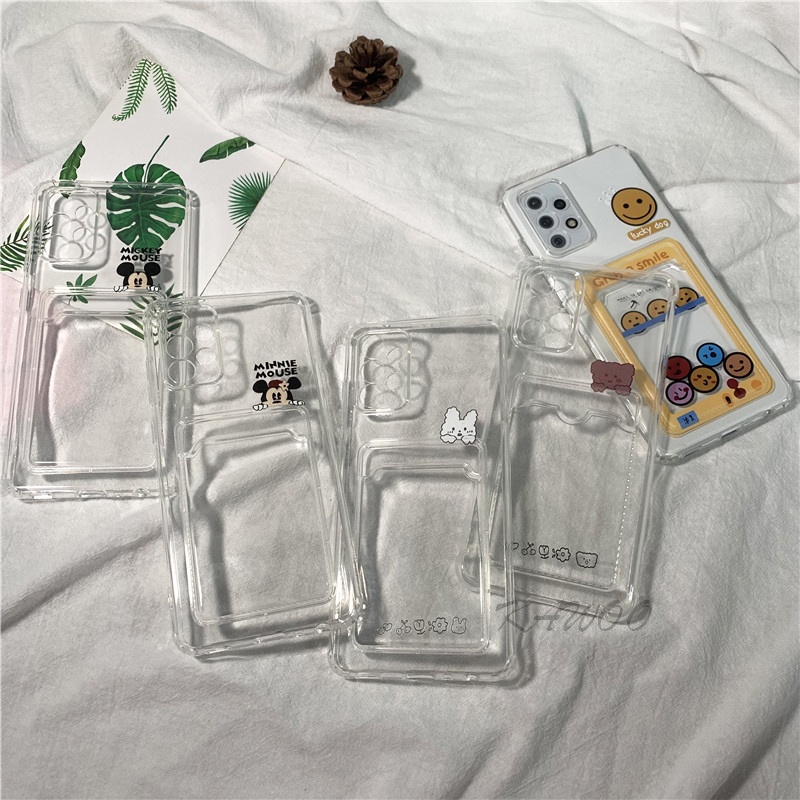 เคสโทรศัพท์มือถือแบบนิ่ม TPU ใส พร้อมช่องใส่บัตร ลายการ์ตูน สําหรับ Samsung A51 A71 A52 A72 S20 Plus A21S A32 ราคา ถูกที่สุด ดีลบีเคเค