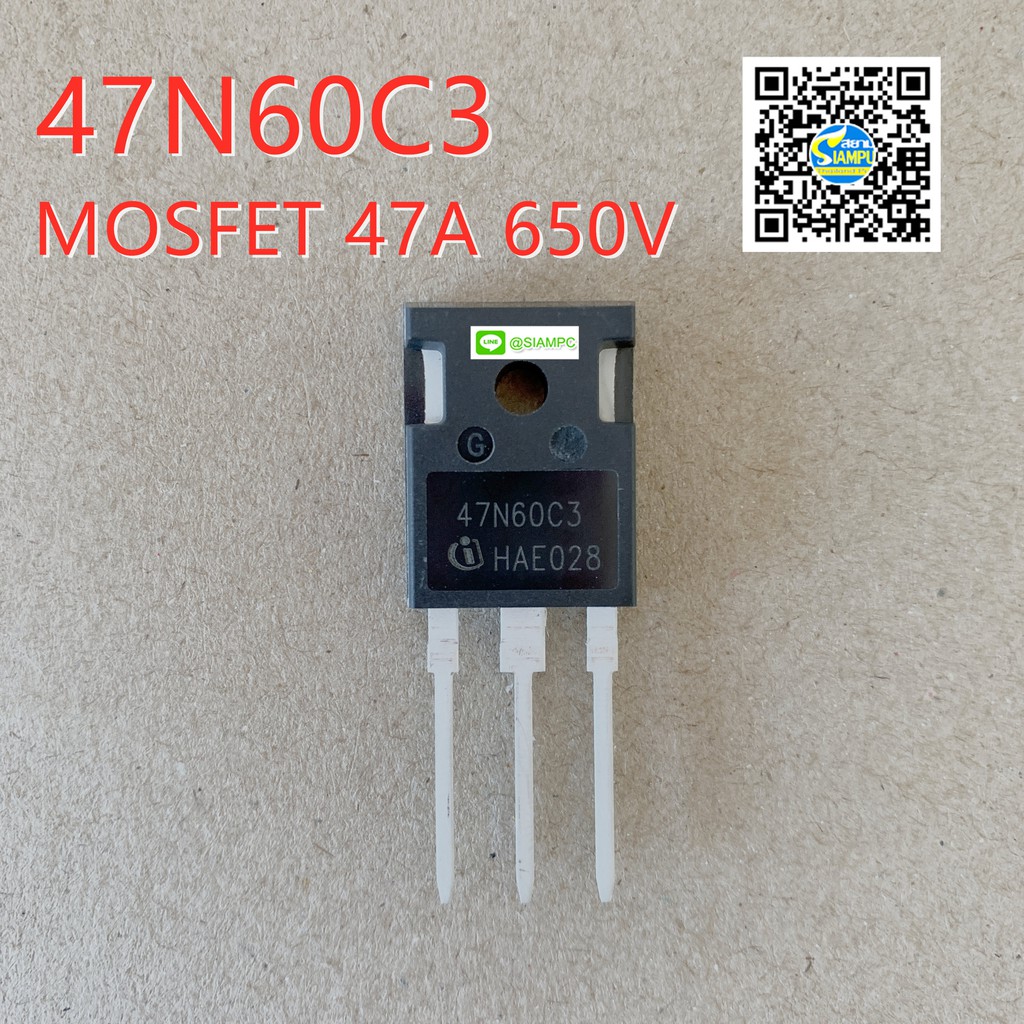 47N60C3 INFINEON MOSFET SPW47N60C3 มอสเฟต 47A 650V สำหรับซ่อมเครื่องเชื่อมไฟฟ้า (สินค้าในไทย ส่งเร็ว