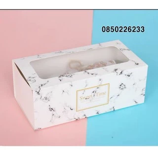 พร้อมส่งกล่องใส่ขนม 17.5*9*5ซม (10ใบ) กล่องใส่ขนมทรงยาว มีหน้าต่างพลาสติก กล่องคุกกี้ กล่องใส่บราวนี่ กล่องลิ้นชัก