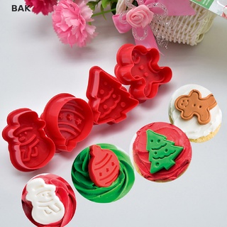 Bak แม่พิมพ์ตัดคุกกี้ บิสกิต ลายคริสต์มาส 3d diy 4 ชิ้น ต่อชุด