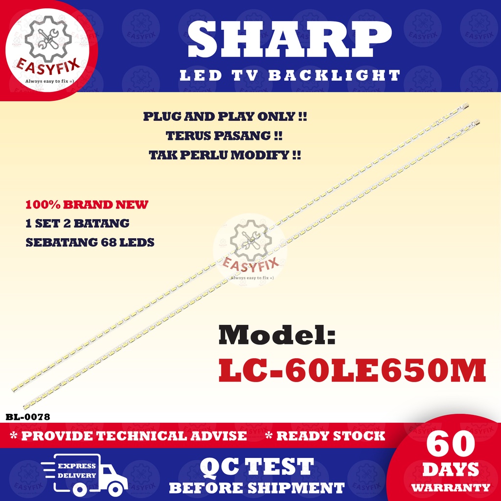 SHARP 60 INCH LC-60LE650M (โคมไฟทีวี) 60" LED TV BACKLIGHT LC-60LE650 60LE650M Mla9 (โคมไฟ) "