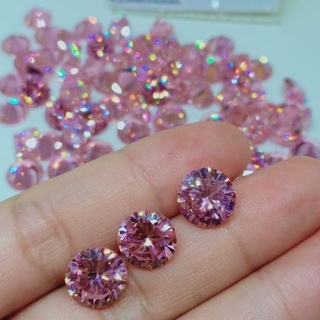 แพ็คละ10 เม็ด, PINK CZ Diamond  เพชรรัสเซียสีชมพู ขนาด 10 มิล