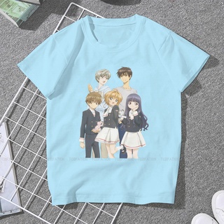 Characters Women Clothes Card Captor Sakura Anime Plus Size T-shirt Kawaii Vintage Female Top