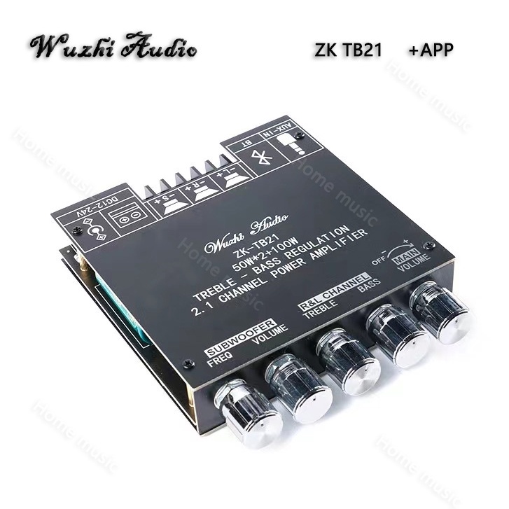 Wuzhi แอมป์จิ๋ว ZK TB21+APP บลูทูธ 5.0 บอร์ดเครื่องขยายเสียงซับวูฟเฟอร์ 2✖50W+100W amplifier bluetoo
