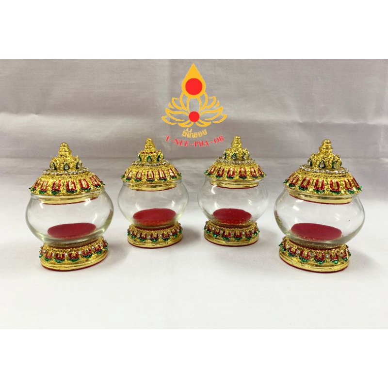 ผอบแก้ว (ล) ผอบบรรจุพระธาตุ ผอบแก้ว ชุบทองวิทยาศาสตร์ (งานใหม่)
