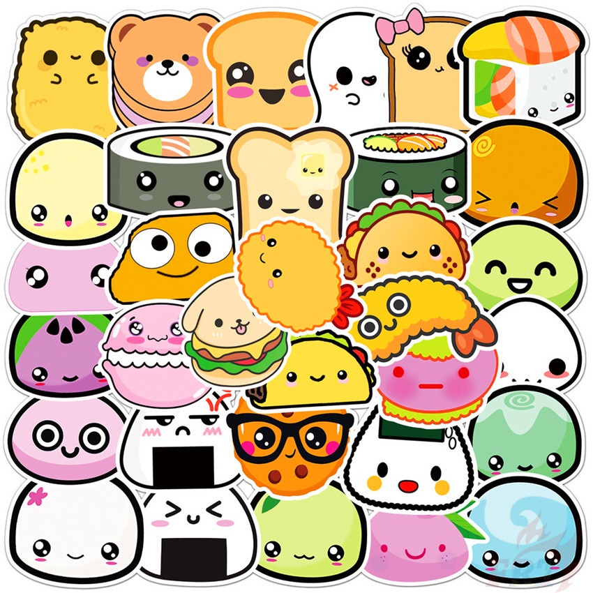 ❉ Q อาหารอิโมจิญี่ปุ่นตลก Series 01 Stikers ❉ 50 ชิ้น/เซ็ต DIY แฟชั่นสติ๊กเกอร์กันน้ํา Doodle Stiker