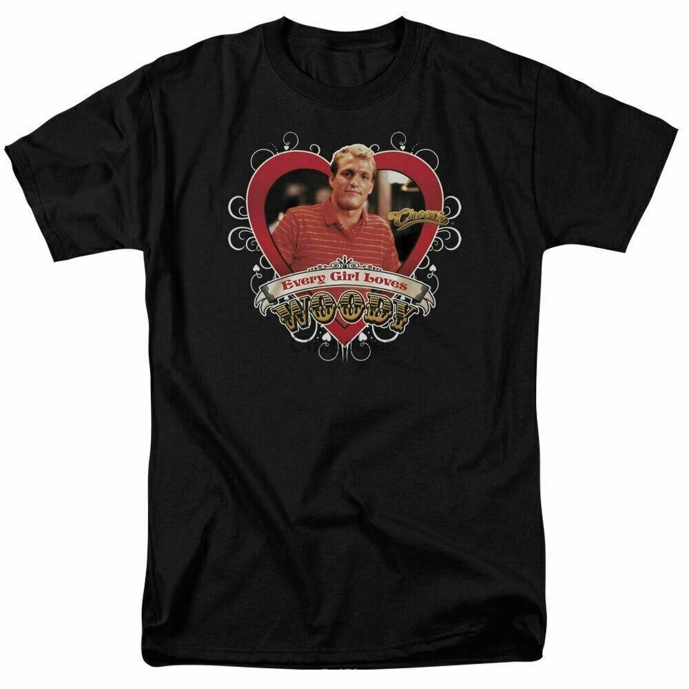 แฟชั่น Cheers Woody Tshirt Mens Classic Tv สินค้า Woody Boyd Black