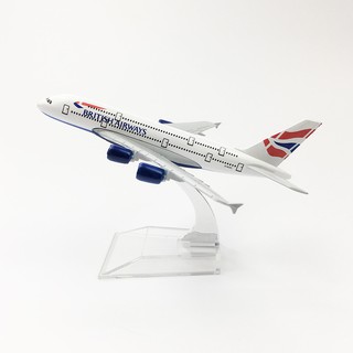 [16cm] โมเดลเครื่องบิน British Airways A380 (Aircraft Metal Model) วัสดุทำจากเหล็ก มีล้อ พร้อมฐาน ของเล่น ของสะสม