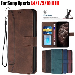 Sony Xperia 1 5 10 III II Phone Case Sony L4 Luxury Flip PU Leather Magnetic Wallet Style Stand Cover ---003