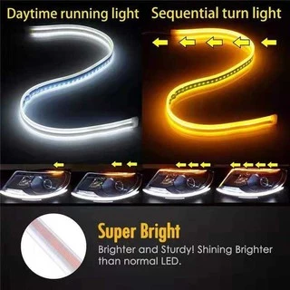 โคมไฟหน้า แพ็ค 2ชิ้น DRLไฟเดย์ไลท์LED 30 45 60ซม สว่างกลางวันแสงไฟหรี่สีขาว และไฟเลี้ยวสีเหลือง