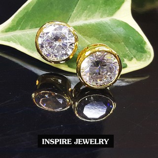 INSPIRE JEWELRY  ต่างหูฝังเพชรสวิส size L