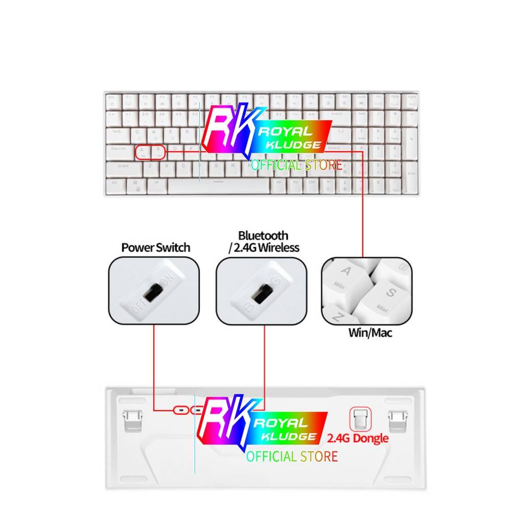 Royal Kludge RK100 RGB Hotswap RK คีย์ไทย - English คีย์บอร์ดไร้สาย ...