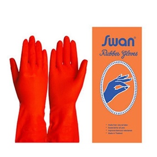 ถุงมือยางทำความสะอาด สีส้ม SWAN (Households gloves)