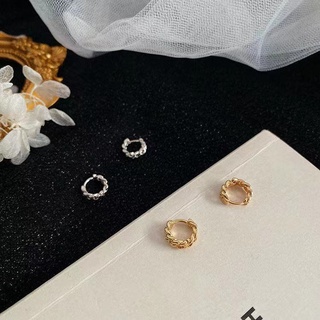 Fashionable Sleeping Earrings Female 925 Silver Needle Net Red Temperament Korean Simple Ear Buckle Earrings Small Twist Earrings