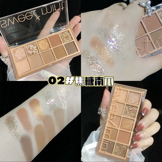 Sweet MINT พาเลทอายแชโดว์ ชิมเมอร์ เนื้อแมตต์ กลิตเตอร์ ติดทนนาน 10 สี