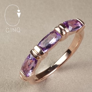 ใหม่!! แหวน Amethyst แท้นำเข้าจากบราซิลตัวเรือนเงินแท้ชุบ Pink Gold