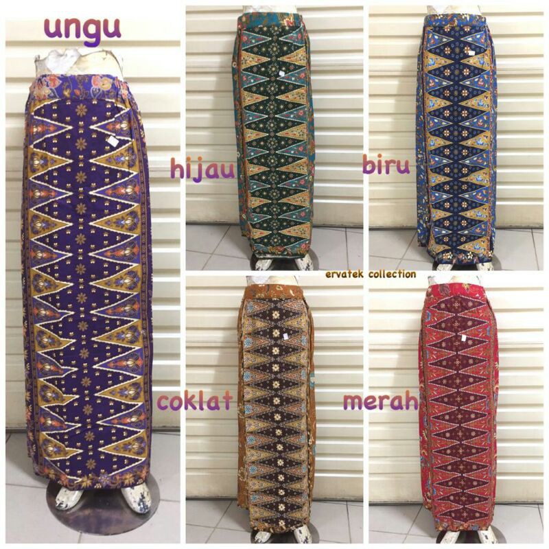 กระโปรง Tumpal GK001 รุ่นปุ่มเลื่อน | Modern Betawi Bamboo Shoot Motif Batik Bottoms with Sepan Maxi