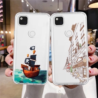 เคสโทรศัพท์มือถือแบบนิ่ม ใส กันกระแทก ลายภาพวาดทิวทัศน์ หรูหรา สําหรับ Google Pixel 7 Pro 7a 6A 4a 5G