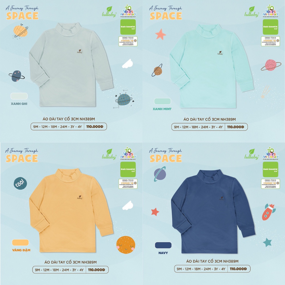 Lullaby เสื้อเชิ้ตแขนยาวคอปก 3 ซม. [NH389M] (Sz 9M-4Y)