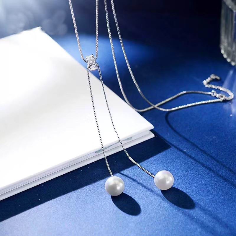 สร้อยคอยาว เรียบง่าย เครื่องประดับมุกจําลอง สร้อยคอพู่ และจี้ Bijoux Femme โซ่ 2020 ของขวัญสําหรับผู้หญิง