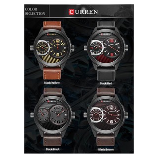 Curren นาฬิกาข้อมือผู้ชาย แท้100%Dual Time  มีวันที่แสดง สายหนัง รุ่น C8249