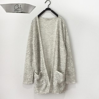 chk เสื้อคลุมเปิดหน้า ตัวยาว ถักแบบโปร่งนิดๆ