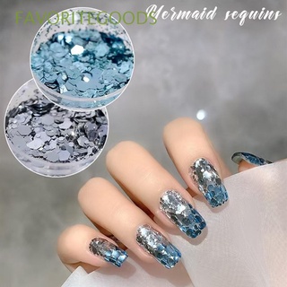 FAVORITEGOODS New Blue Sea DIY Sparkling Nail Sequins Mixed Glitter Nail Art Decoration Multi-size Hot Mermaid