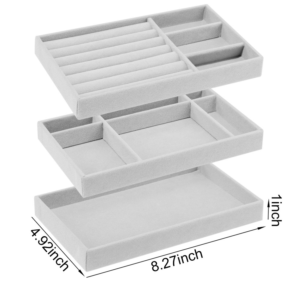 ❏✓◇NK WATCHES Set of 3 Cufflink Case Necklace Storage Box for Bracelet Brooch Watch Rings Holder Vel