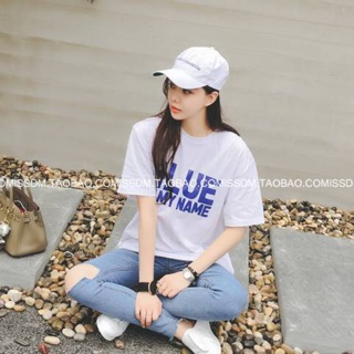 TJเสื้อแฟชั่น คอกลม แขนสั้น ลาย BLUE สีขาว ST6474 ขาว รหัสสินค้า ST6474 ขาว