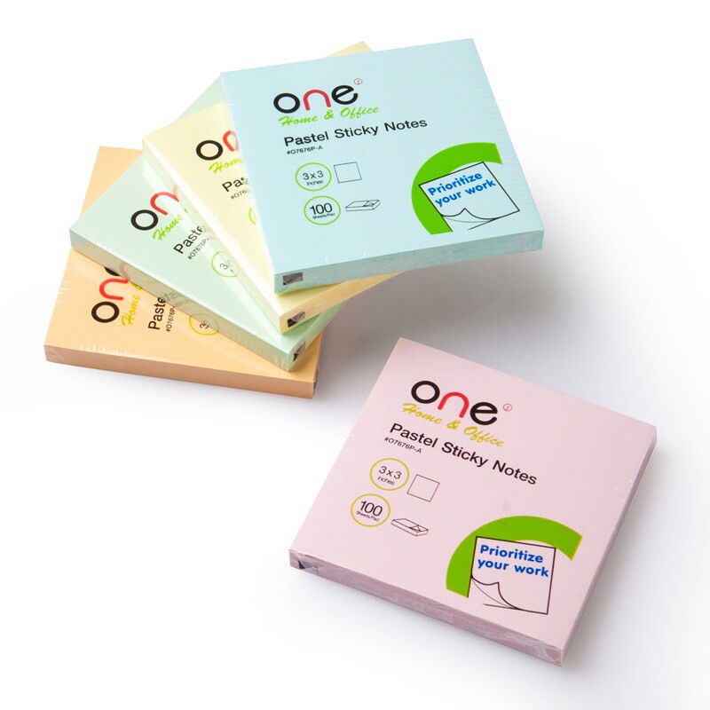 กระดาษโน้ต 3"x3" พาสเทล (5เล่ม) ONE O7676P-A Note paper 3 "x3" pastel (5 books) ONE O7676P-A