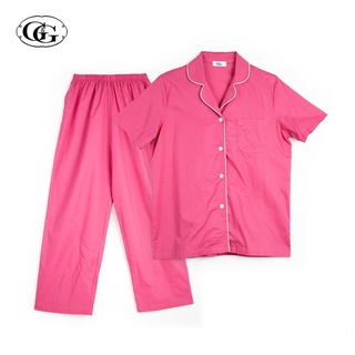 G&amp;G Nightwear รุ่น EN2PA6 ชุดนอน เสื้อแขนสั้น + กางเกงขายาว ผ้าพื้น สี PI