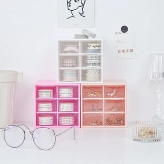 FanKe แถมฟรีสติกเกอร์ กล่องใส่ของ มีลิ้นชัก เก็บเครื่องเขียน เครื่องประดับ มี 3 ขนาด