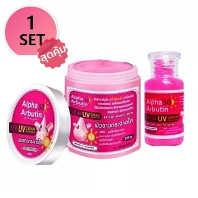 หัวเชื้ออัลฟ่า อาร์บูตินเซรั่ม ชมพู 30มล. ALPHA ARBUTIN NEW UV SERUM WHITENING