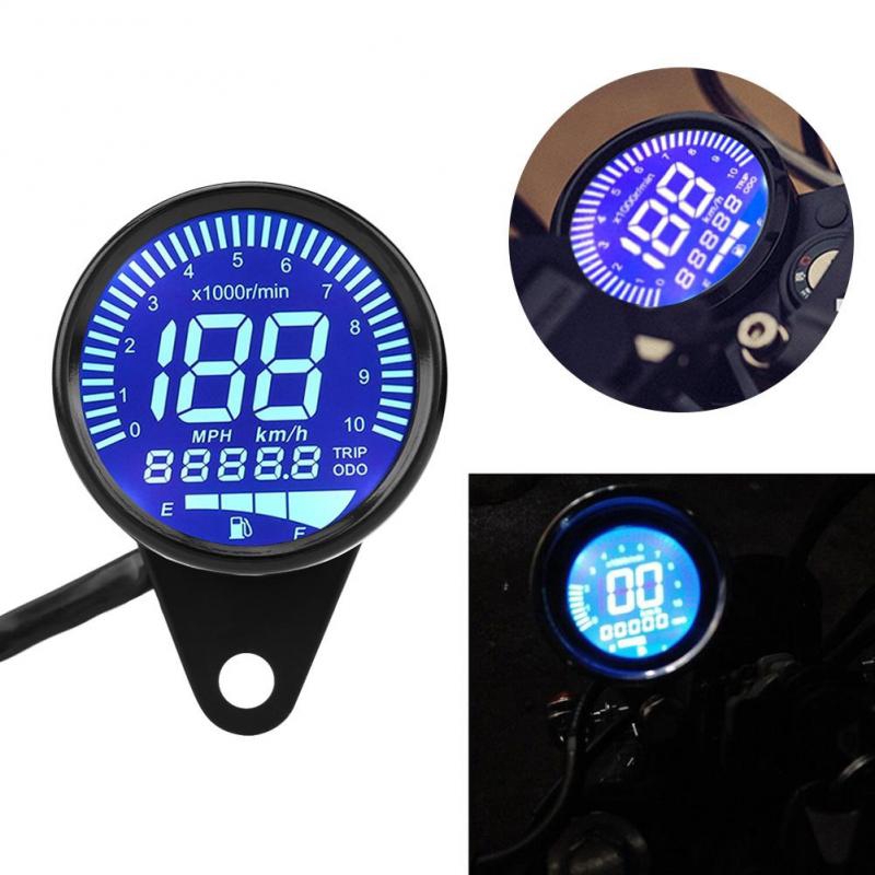 1buycart นาฬิกาความเร็วรอบเครื่องยนต์ดิจิทัล LED สีดําในรถจักรยานยนต์