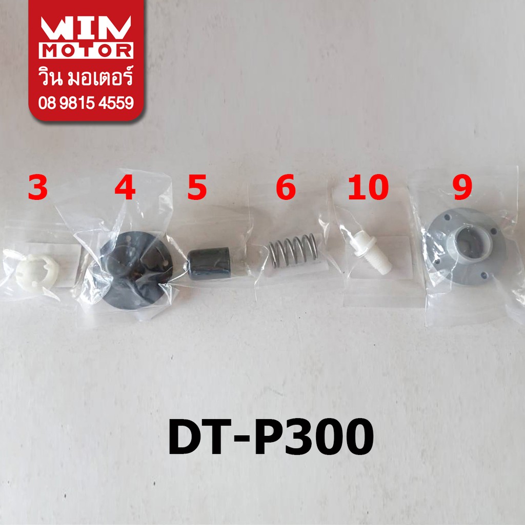 อะไหล่ปั๊มน้ำ ฮิตาชิ ดูดน้ำลึก ปั๊มน้ำรุ่น DT-P300 ,C.V CEAT (L),C.V.VALVE, Spring Seat,C.V.Spring,Adjusting Screw,Bubbl