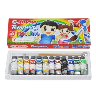 Horse (ตราม้า) สีน้ำ 12สี + พู่กันกล่องแดง