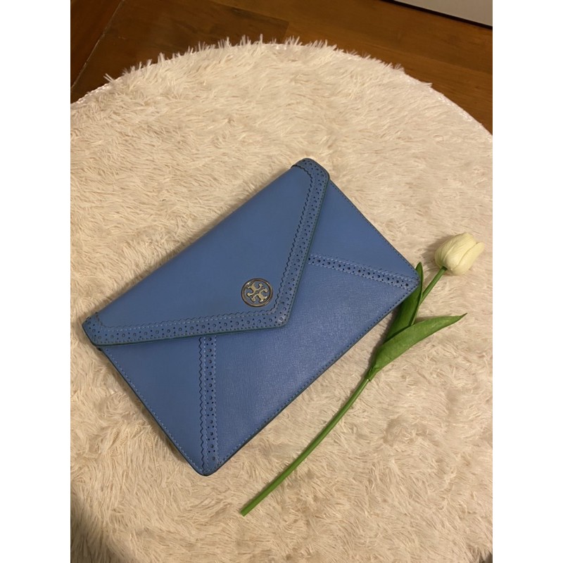 กระเป๋าTory burchแท้ envelope สีฟ้า