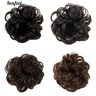 ผู้หญิงเลดี้หยัก Curly Dish Hair Bun ส่วนขยาย Hairpiece Chignon Scrunchie