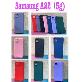 SamsungA22(5G)​✨พร้​อมส่งใน🇹🇭✨เคสTPUนิ่มสีพื้นปุ่มสี For Samsung A22(5G)