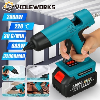 ปืนกาวร้อนไร้สาย 2000W แบบชาร์จไฟได้ สําหรับซ่อมแซมแบตเตอรี่ Makita 18V DIY