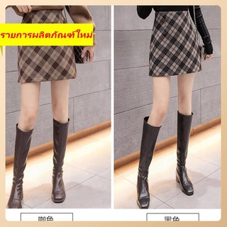 Boxer Skirt Spring และ Autumn ใหม่ High -waisted Lattice Versatile A -line Skirt