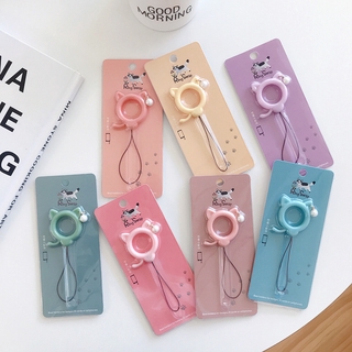 Cat Pearl Ring Lanyard For Keys Phones Strap for iPhone Android phone Lanyards Finger Rings Mobile Phone Accessories