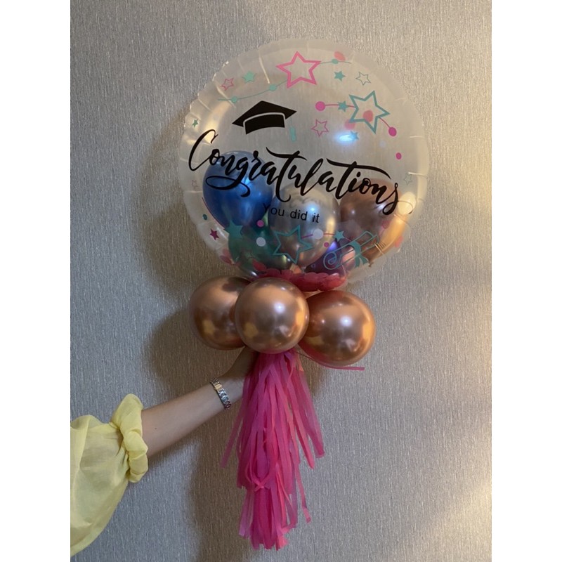 พร้อมส่งจากไทย : ชุดเซ็ทลูกโป่งบับเบิ้ลขนาด 24 นิ้ว ลาย Congratulations