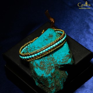 กำไลหินเชือกถัก สร้อยข้อมือเชือกถัก หินมงคล Blue turquoise....