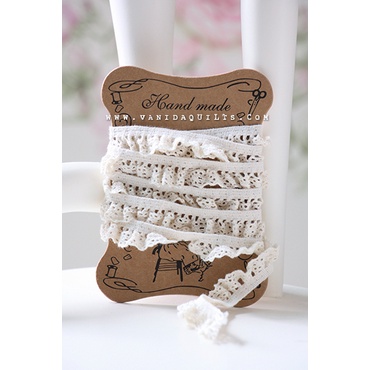 เทปผ้าลูกไม้คอตตอน แบบระบาย มียางยืดขอบตรง กว้าง 1.4 cm จำนวน 1 หลา ลูกไม้ตกแต่งสีครีม DIY Cotton Tape (รหัส zjj0046)