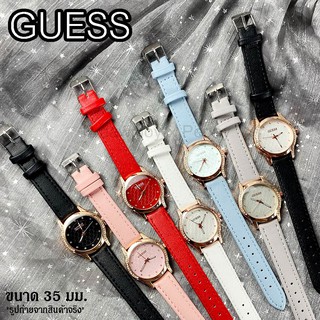 นาฬิกา GUESS Monogram ล้อมคริสตัล สายหนัง งานปั๊ม *** สินค้าใหม่ พร้อมส่ง นาฬิกาเข็ม สไตล์ Classic