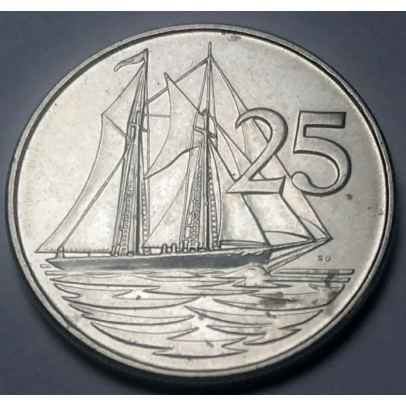 หมู่เกาะเคย์แมน (Cayman islands), ปี 2008, 25 Cents,  Queen Elizabeth II