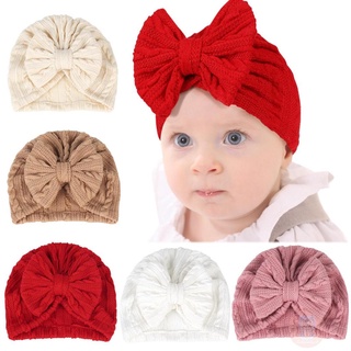 LAA6-Baby Bow Hat with Solid Color, High Elasticity Casual Newborn Soft Hat