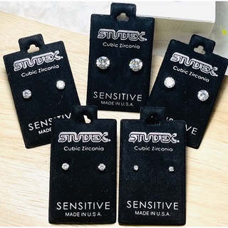 💁🏻‍♀️Earring for sensitiveของแท้100%ต่างหูเพชรCubic Zirconiaสำหรับผิวแพ้ง่ายวัสดุเกรดเครื่องมือแพทย์หุ้มทองก้านเล็ก0.8mm